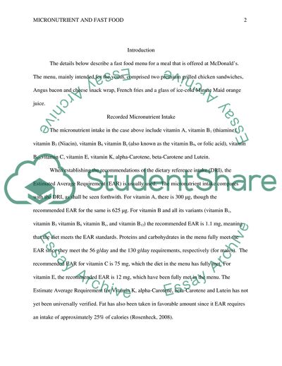 Micronutrient and Fast Food