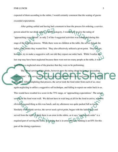 FNB Lunch Evaluation