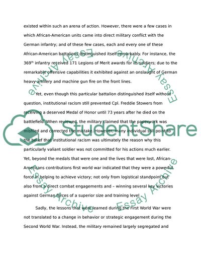 The Plight of African American Soldiers in the First and Second World Wars