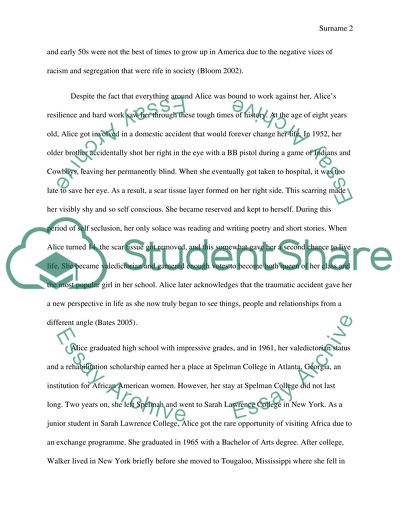 A bibliographical sketch of Alice Walker