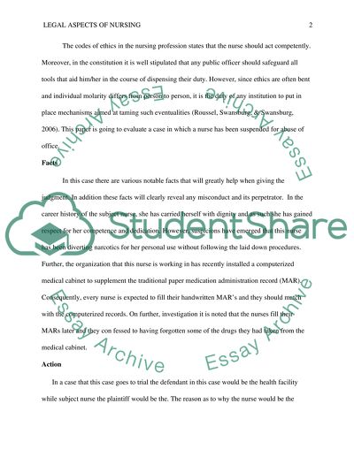 Legal Aspects of nursing, Homework 5