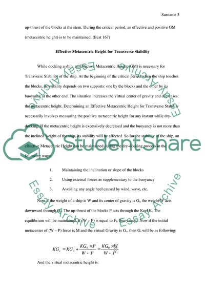The Issues of Ships Transverse Stability while Dry-Docking