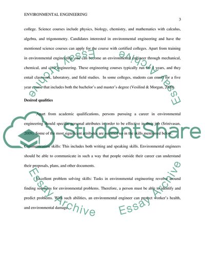 Purposes of Environmental Engineering Career
