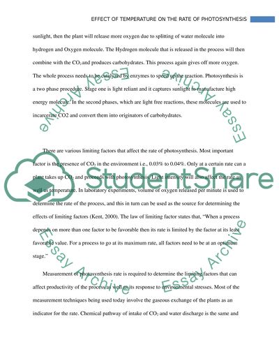 The Effect Of Temperature On Rate Of Photosynthesis Of Pondweed Plant