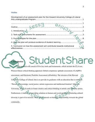Developing Assessment Plan for Liberal Arts Undergraduate Program