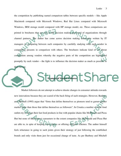 Market Challengers, Market Followers and Market Nichers