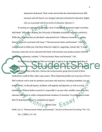 Socioeconomic Status and Insomnia