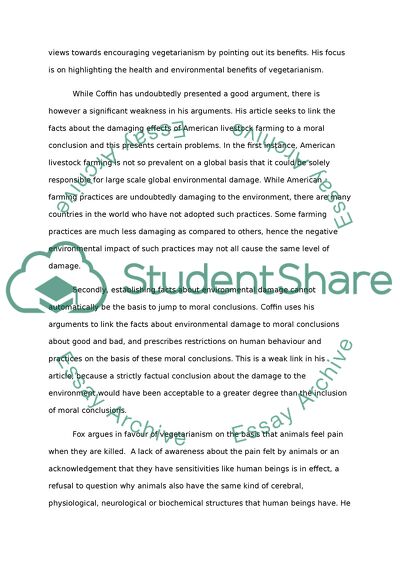 Comparison of The World Food Supply: The Damage Done by Cattle Raising and Vegetarianism: Treading Lightly Upon The Earth Articles