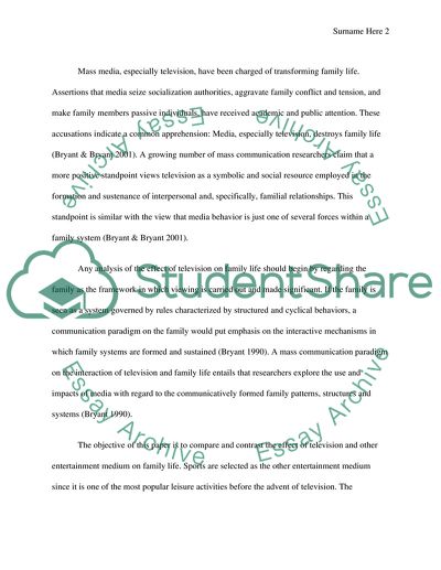 Effect of Television on American Family Life
