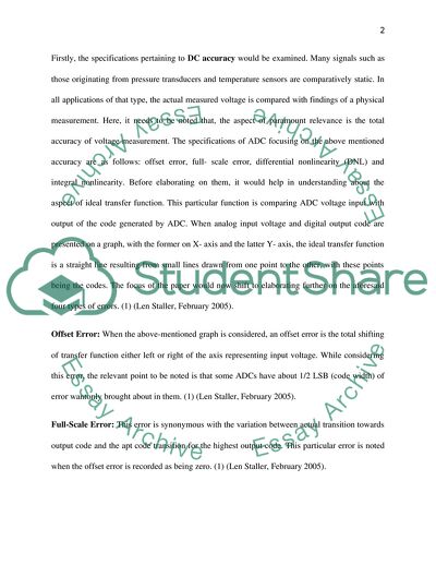 Analog to Digital Converter Specifications
