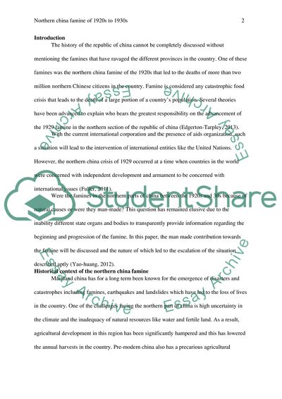 Northern China Famine of 1920s to 1930s