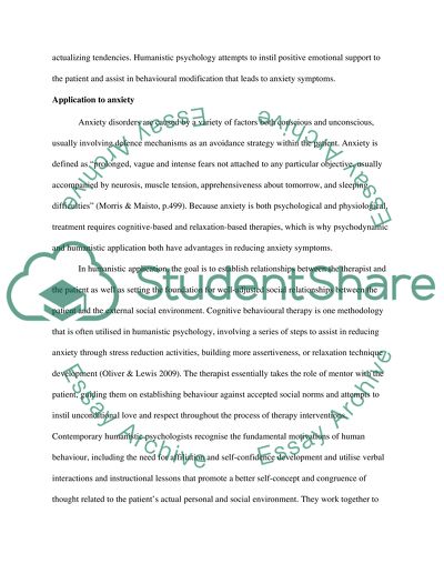 The Psychodynamic and Humanistic Perspectives Applied to Anxiety