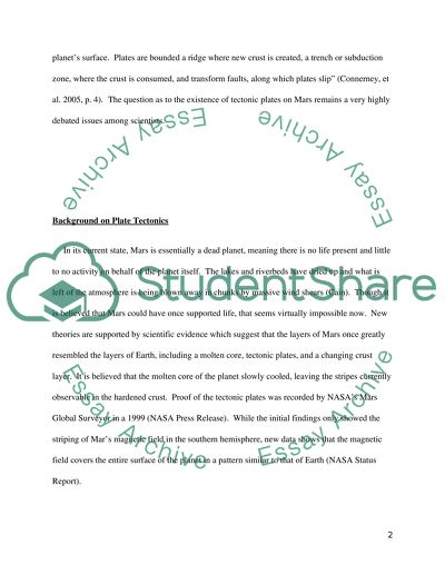 The Existence of Plate Tectonics on Mars