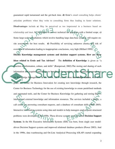 Information systems role in Ernest and Youngs on-line consulting service