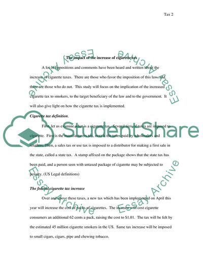 The Impact of the Increase of Cigarette Taxes