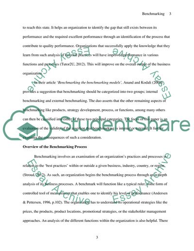 Classification of Benchmarking Processes