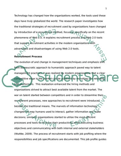 Analysis of Changing of Traditional Strategies of Recruitment
