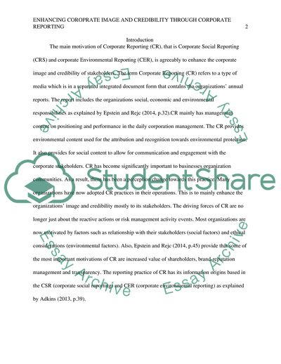 Enhancing Corporate Image and Credibility through Corporate Reporting