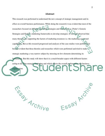 The Effects of Strategic Marketing on Business Performance