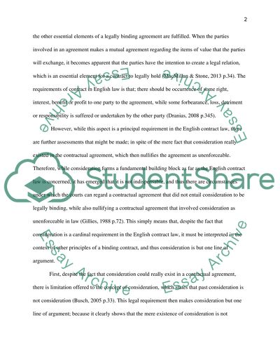 Consideration as the Badge of Enforceability for a Contract in English Law