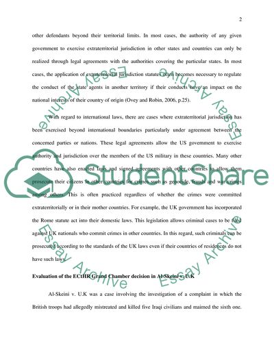Exercise of Extra-Territorial Jurisdiction
