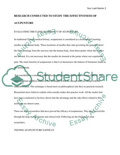 The Effectiveness of Acupuncture