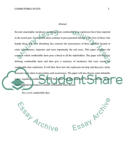 It Is Needed to Control Combustible Dusts Hazard