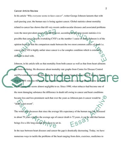 Why Everyone Seems to Have Cancer by George Johnson