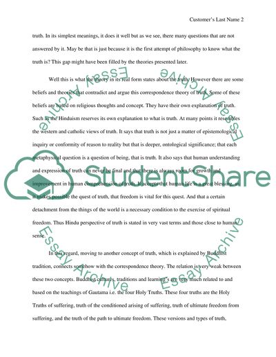 Correspondence Theory of Truth - Hindu and Buddhist Conceptions