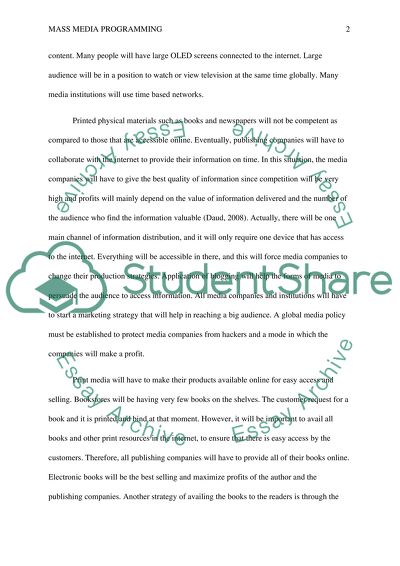 The Future of Mass Media Programming