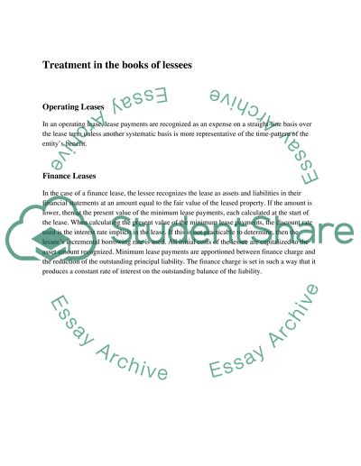 Changes in IAS Policies Regarding Accounting for Leases