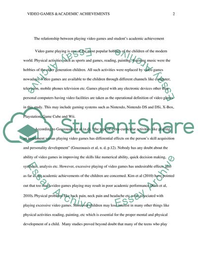 The Relationship between Playing Video Games and Students Academic Achievement