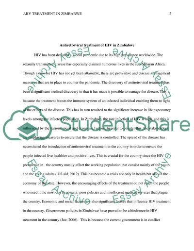 Antiretroviral Treatment of HIV in Zimbabwe