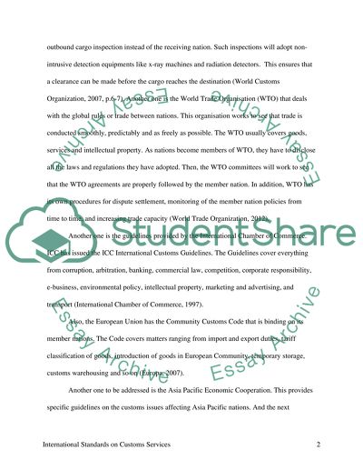 International standards on customs services