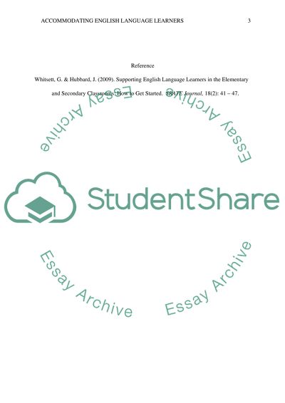 Accommodating English Language Learners in the elementary classroom