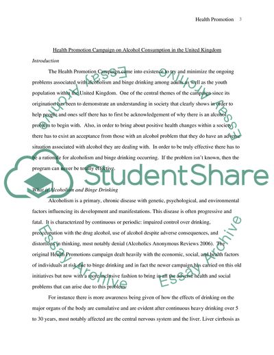 Health Promotion Campaign on Alcohol Consumption