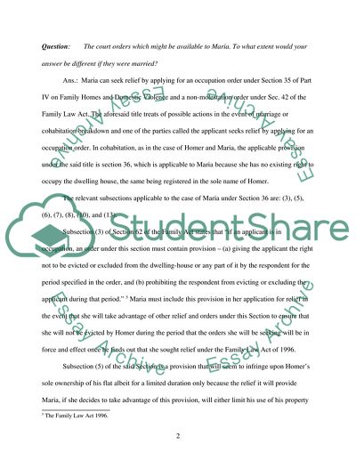 Family Law Act of 1996: In Re Homer and Maria