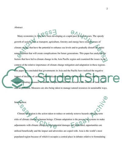 Approaches to Climate Change in the Asia and Pacific Region