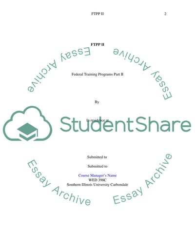 Federal Training Programs