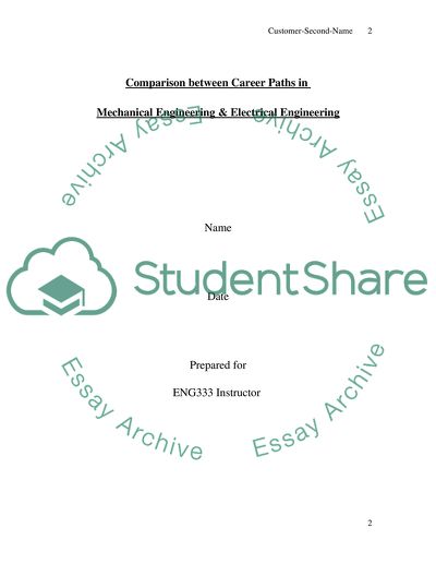 The Comparison of Mechanical and Electrical Engineering Career Choice