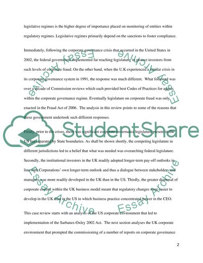 Comparative Corporate Law: The United States and the UK