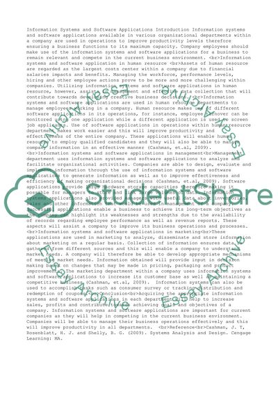 Information Systems and Software Applications