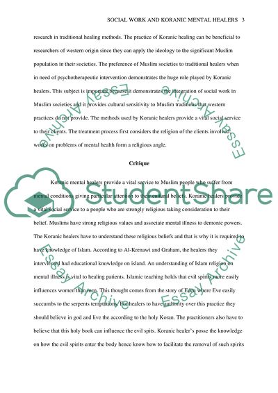 Social Work and Koranic Mental Healers