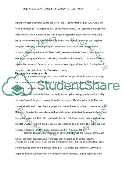 Subprime Mortgage Crisis and East Asia