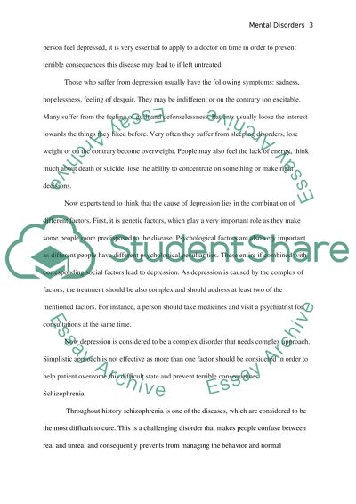 Mental Disorders Comparison