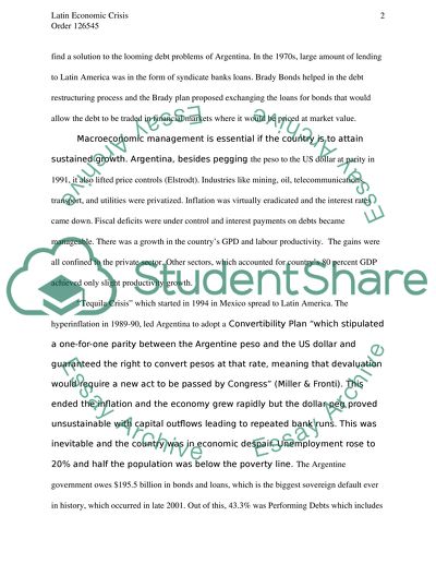 Latin Economic Crisis: Relationship between Argetina and the International Monetary Fund