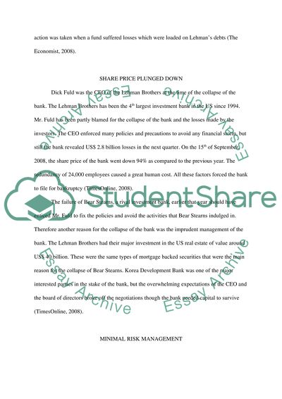 Summarize the reasons for the failure of Lehman Brothers