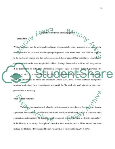 ASPECTS OF CONTRACT AND NEGLIGENCE