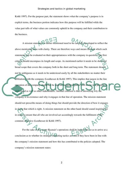 Marketing- Mission statement