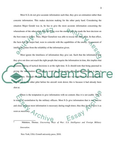 Tactical Intelligence Issues